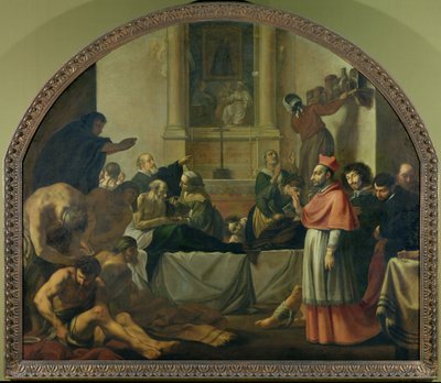 Saint Charles Borromée (1538-84) visitant les victimes de la peste à Milan en 1576 - Karel Škréta